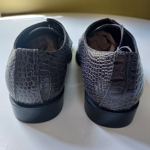 Bolano Mens Formal Tuxedo Dress Lace Up Croco Cap Toe Oxford Grey Size 12 NEW - Picture 4 of 6